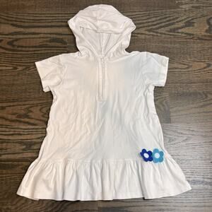 Florence Eiseman White Blue Floral Hooded Short Sleeve Dress 4